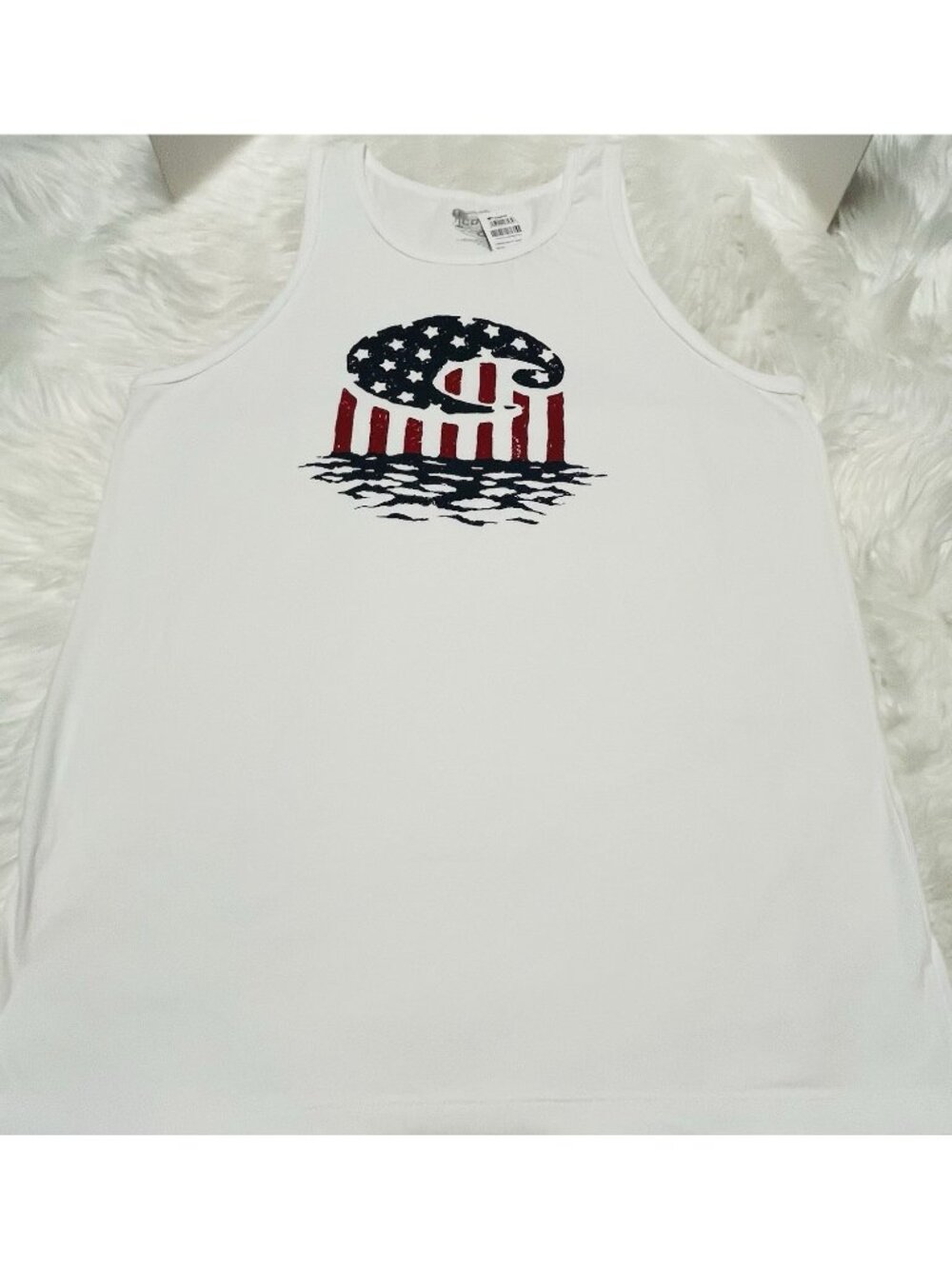 NEW Costa Del Mar American Flag Logo Tank Top Mens XL 4th of July White Red Blue